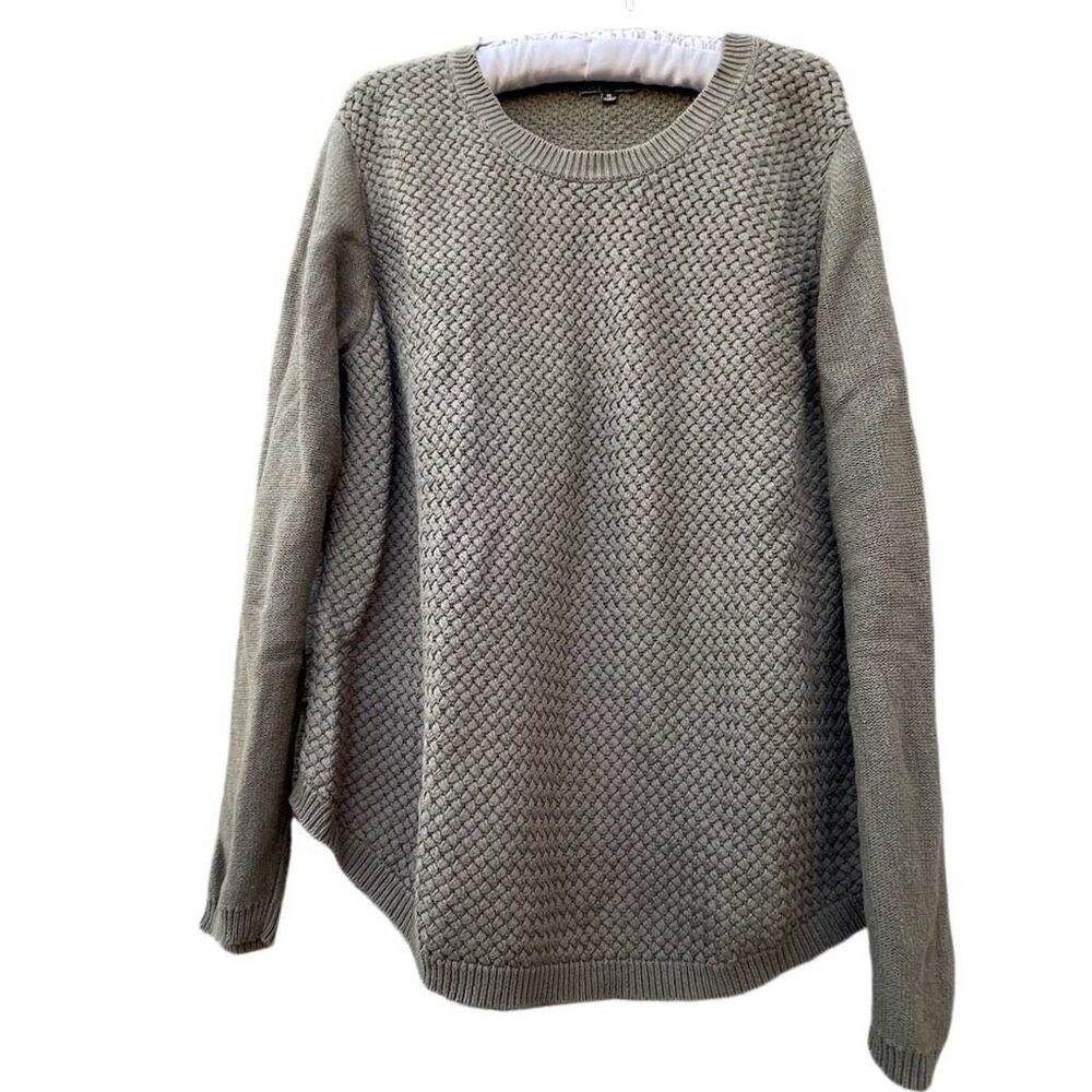 Lety & Me size XL Basket weave sweater elbow patches olive green.